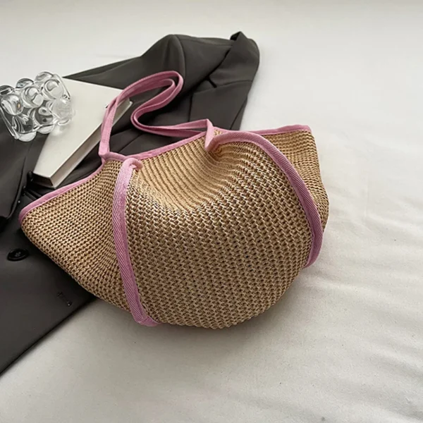 Straw Woven Shoulder Bag: Large Capacity
  Braided Designer Beach Tote - Image 5