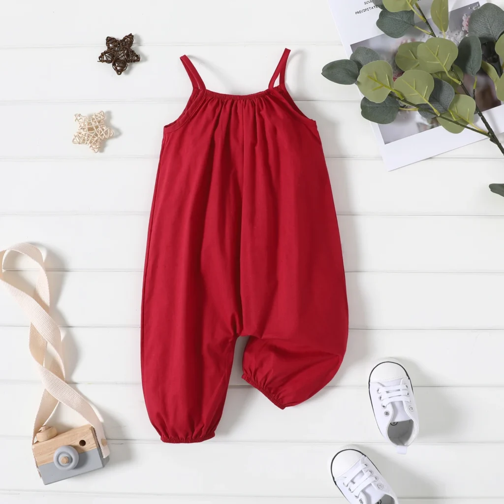 PatPat Baby
  Girl Overalls: 100% Cotton Loose-Fit Spaghetti Strap Harem Pants