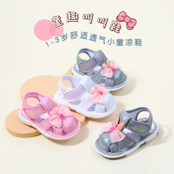 Baby Squeaky
  Shoes: Funny Toddler Sound Prewalking Sneaker w/ Butterfly-Bow - Image 4