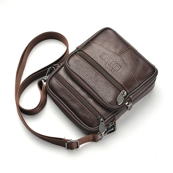 Men's Genuine Leather Crossbody Bag:
  Vertical Multifunctional Messenger - Image 3