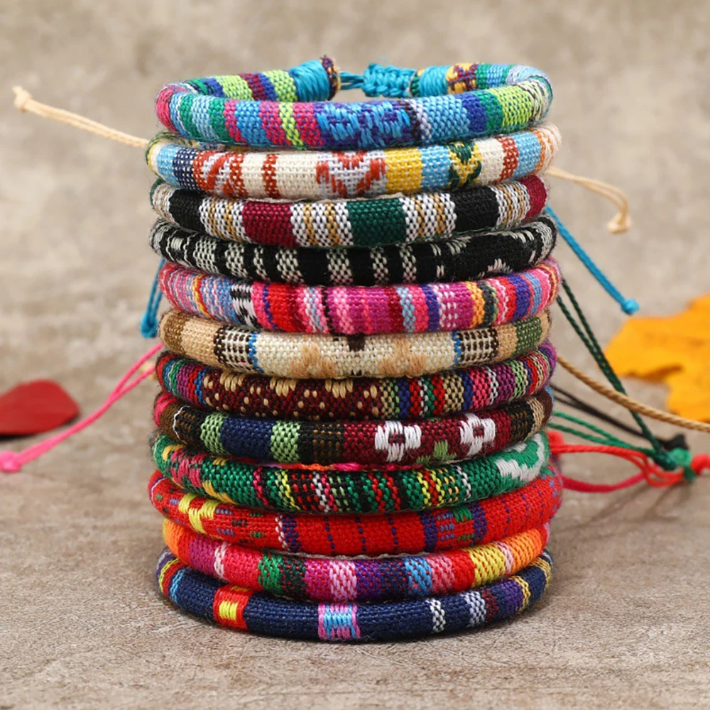 12Pcs Bohemian Surfer Bracelet Set:
  Braided Boho Summer Handmade Jewelry