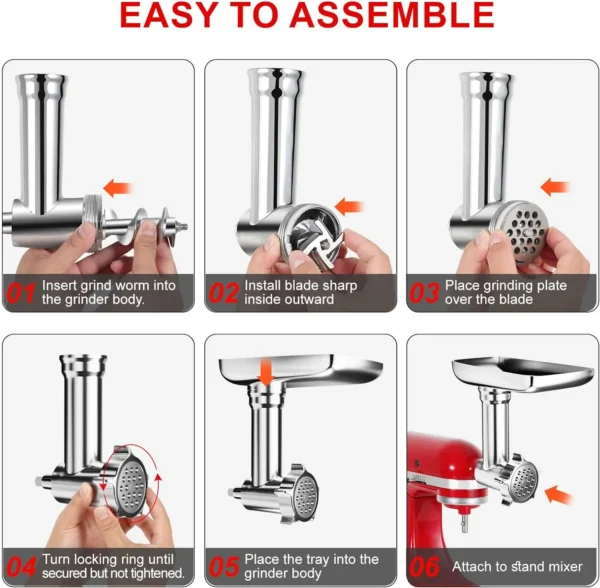 Metal Food Grinder Attachment for
  KitchenAid & Cuisinart Mixers (SM-50) - Image 3