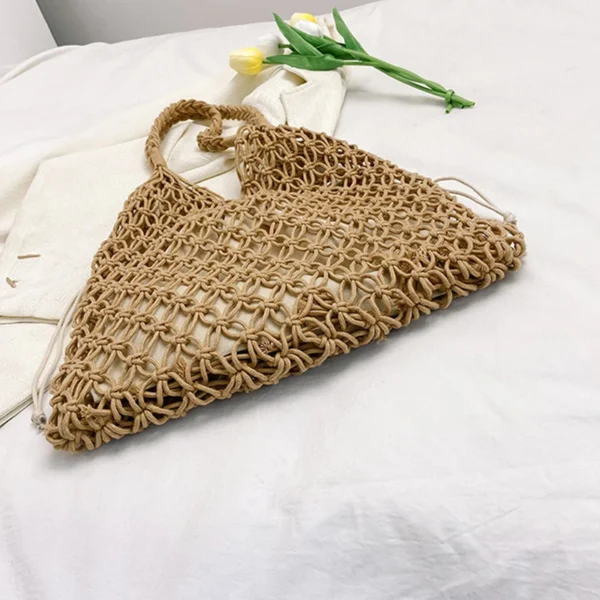 Woven Boho Shoulder Bag: Handmade
  Knitted Large Capacity Beach Tote - Image 5