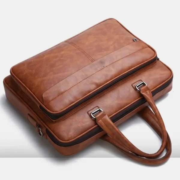 Men's PU Leather Briefcase: Large
  Capacity, Waterproof Crossbody Laptop Bag - Image 2