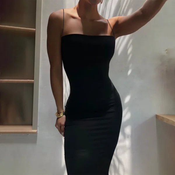 Black Bodycon Dress: Sleeveless,
  Backless, Spaghetti Strap Club & Party - Image 2