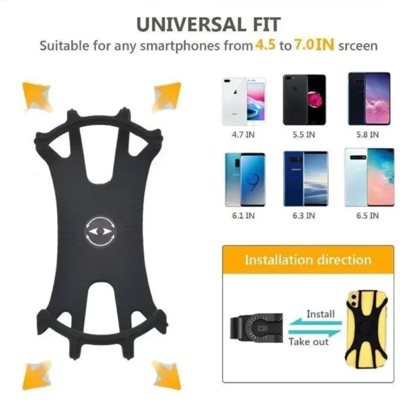 360° Removable Phone Holder: Universal
  Mount for Bike/Motorcycle (4"-7") - Image 6