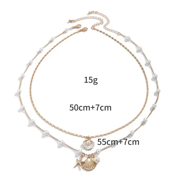 2-Pc Gold Plated Starfish Necklace:
  Pearl Ocean Beach Jewelry for Women - Image 6