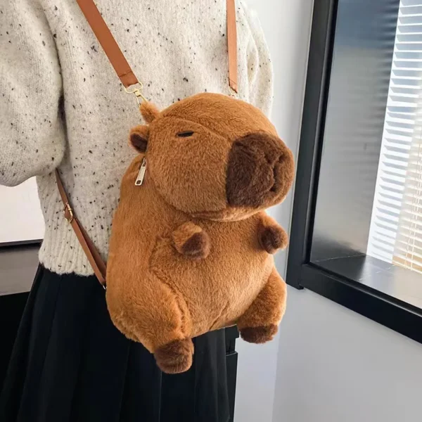 Capybara Plush Backpack: Kawaii Fashion
  Doll Fur Bag for Kids & Gifts - Image 6