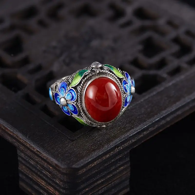 Retro Filigree Inlaid Ring: Burnt Blue
  Gothic Open Ring (Handmade)