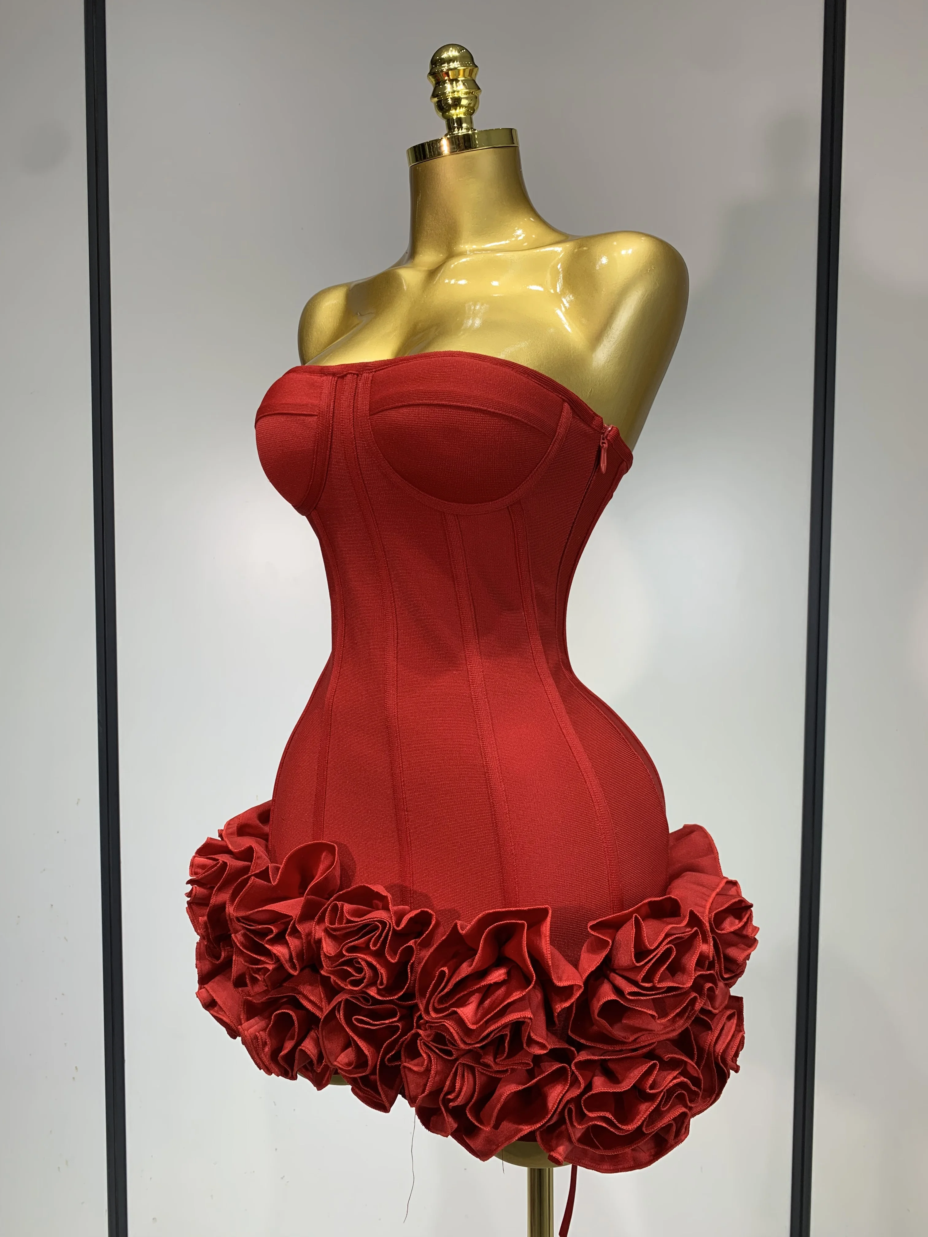 Sexy Strapless Mini Bandage Dress: Flower Embellished Backless Bodycon 2 Sexy Strapless Mini Bandage Dress: Flower
  Embellished Backless Bodycon - Image 2