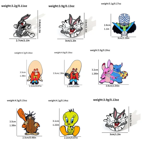 16 Pcs BugsBunny Anime Brooch: Cute
  Rabbit Enamel Pin Metal Badge Gift - Image 2