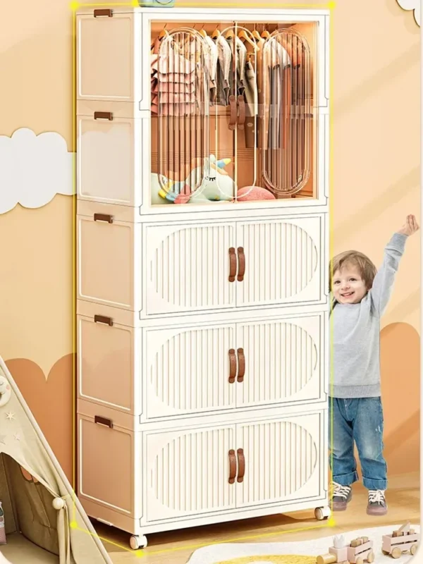Free Install Folding Wardrobe: Large
  Capacity Baby Clothes Closet & Locker - Image 2