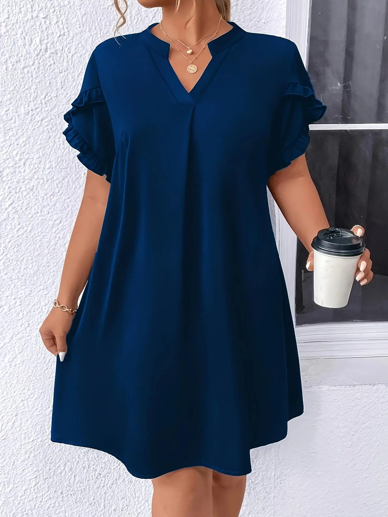 V-Neck Dress: Loose Lotus Leaf Sleeve,
  Summer Foreign Trade Style