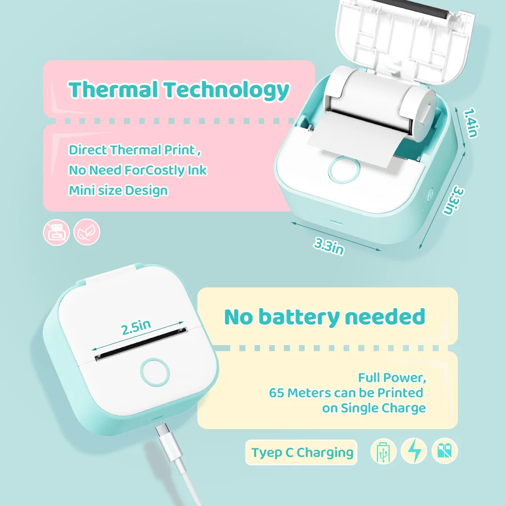 Phomemo T02 Mini Thermal Printer: Wireless Pocket Sticker Maker for DIY/Journal 3 Phomemo T02
  Mini Thermal Printer: Wireless Pocket Sticker Maker for DIY/Journal - Image 3