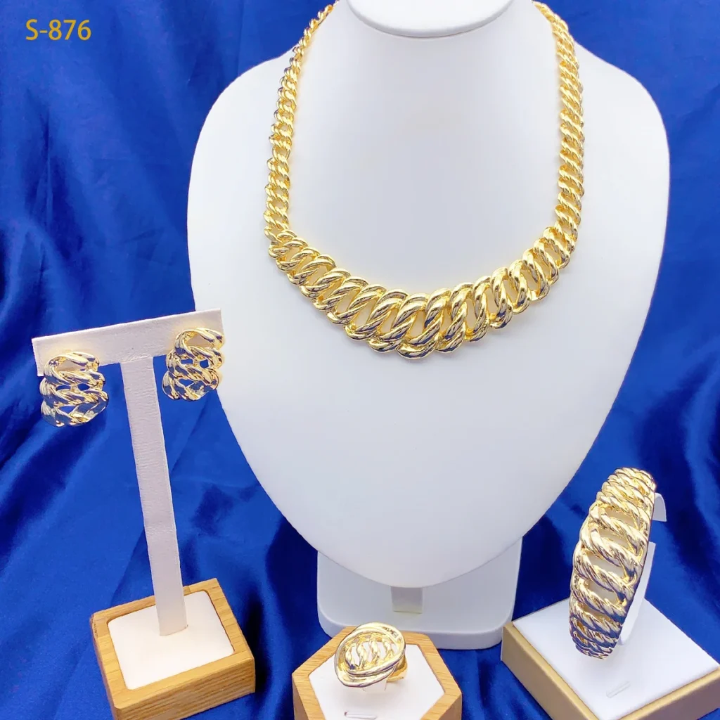 Luxury Dubai Ethiopian Set: Chain
  Necklace & Earrings (18K Gold)