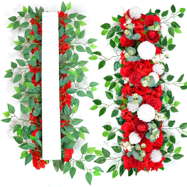 100cm Luxury
  White Rose Artificial Flower Row: Wedding Table Centerpiece - Image 5