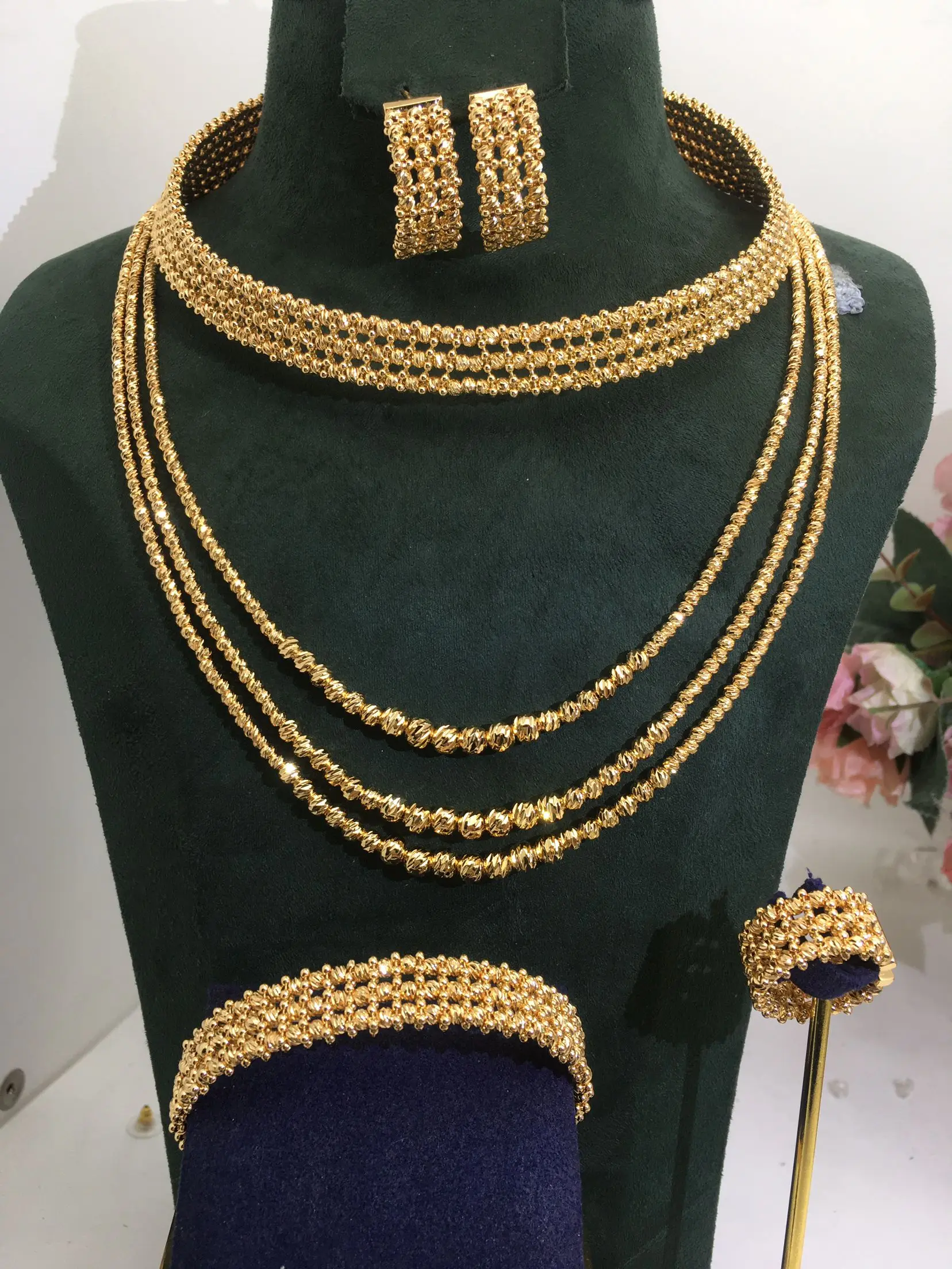 ACCKING 4PCS Luxury Waterdrop Indian
  Jewelry Set: Wedding & Bridal Party