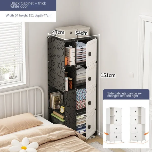 Folding Storage Cabinet: Multilayer
  Single Door Collapsible Dustproof Wardrobe - Image 3