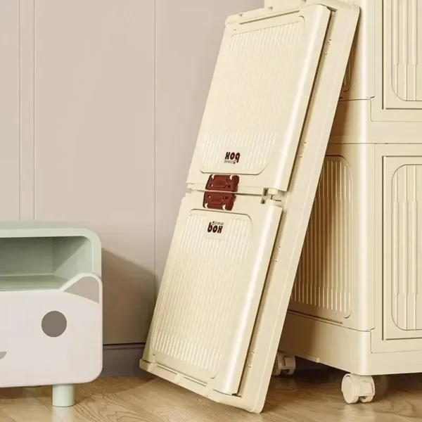 Folding Storage Cabinet: Double Door
  Wardrobe Closet w/ Wheels & Organizer - Image 3