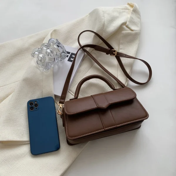 Black PU Leather Shoulder Bag: Fashion
  Crossbody Vintage Underarm Satchel - Image 6