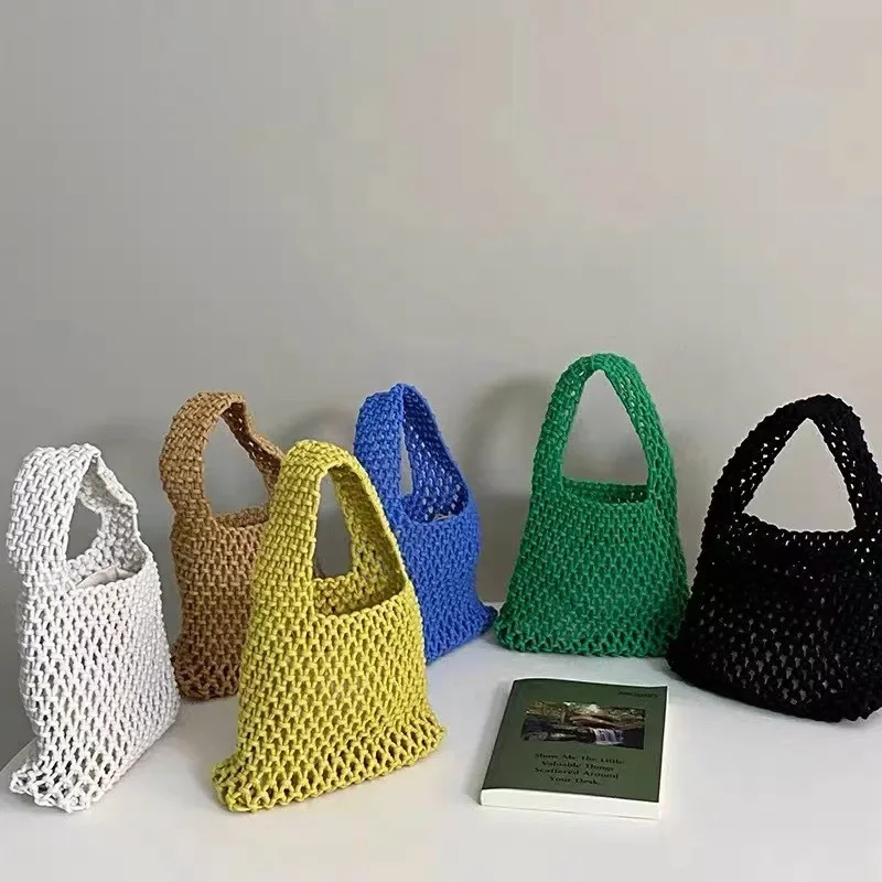 Hand Woven Tote Bag: Crochet Beach
  Shoulder Bag, Straw Rope Underarm Bag