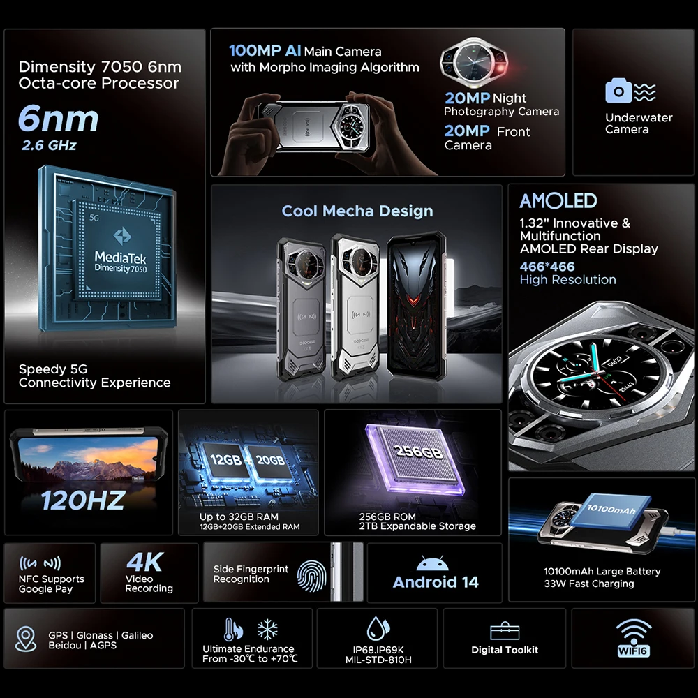 DOOGEE S200
  5G Rugged Phone: 100MP Camera, 120Hz Display, 10100mAh