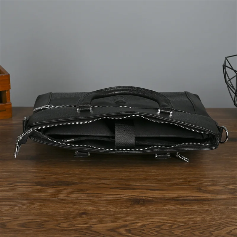 Classic Alligator Cow Leather Briefcase: Large Laptop Shoulder Crossbody Bag 6 Classic Alligator Cow Leather Briefcase:
  Large Laptop Shoulder Crossbody Bag - Image 6