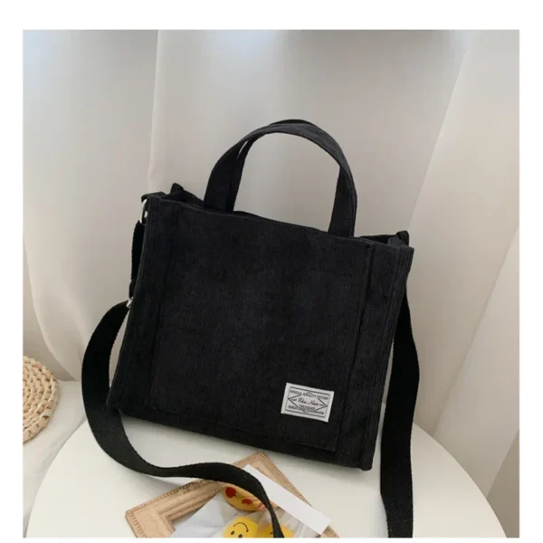 Women's Corduroy Handbag: Simple
  Portable Large Capacity Shoulder Tote - Image 2