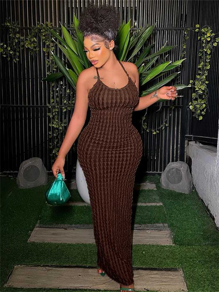 Kliou Ruched Bandage Maxi Dress: Sleeveless Backless Bodycon Streetwear 6 Kliou Ruched Bandage Maxi Dress:
  Sleeveless Backless Bodycon Streetwear - Image 6