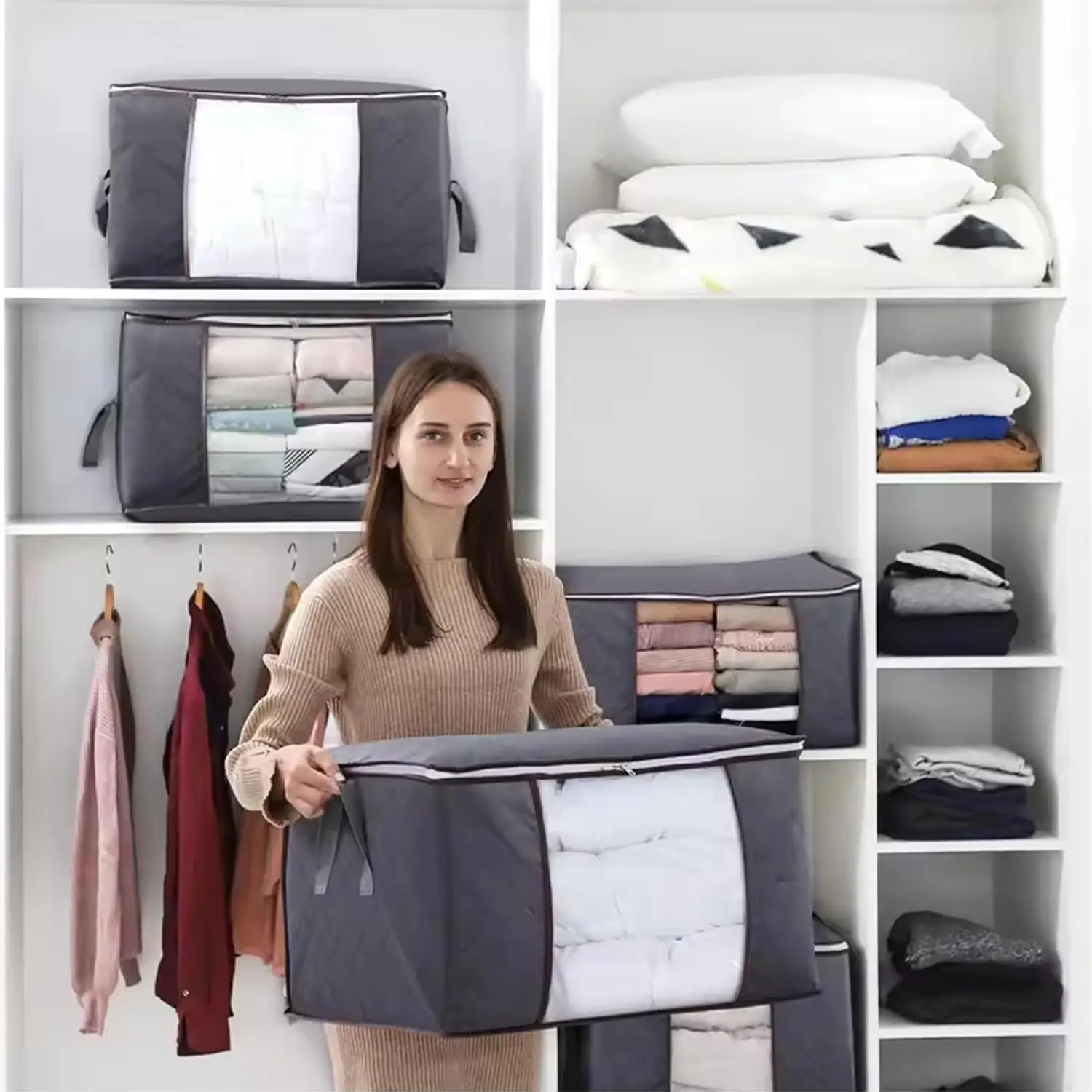 Simple Cloth Wardrobe Rack: Dustproof Closet w/ 3 Foldable Storage Bags 4 Simple Cloth Wardrobe Rack: Dustproof
  Closet w/ 3 Foldable Storage Bags - Image 4