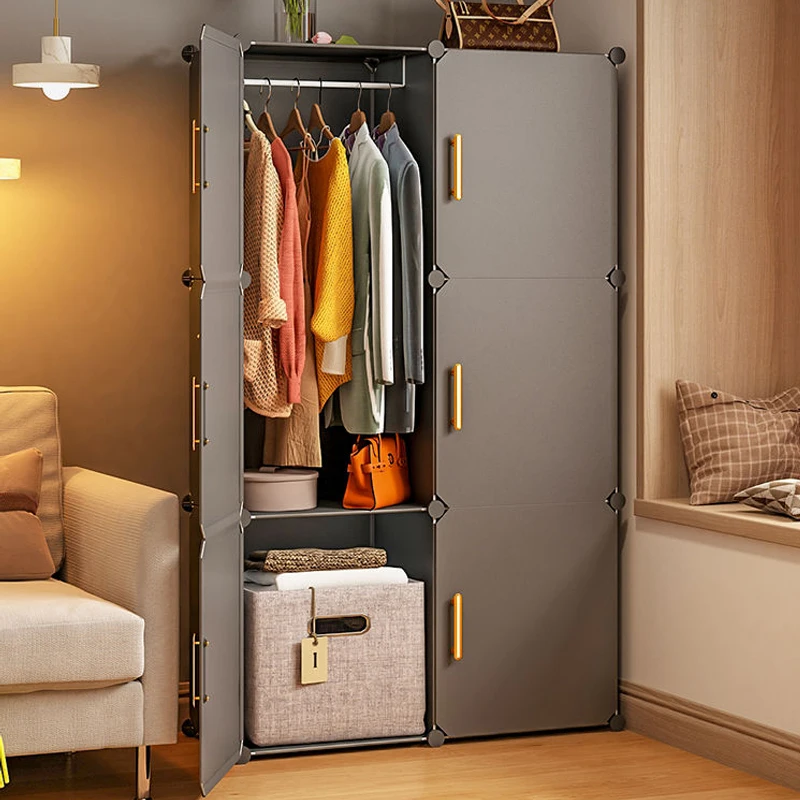 Folding Wardrobe: Plastic Collapsible
  Sturdy Cube Storage Closet Furniture