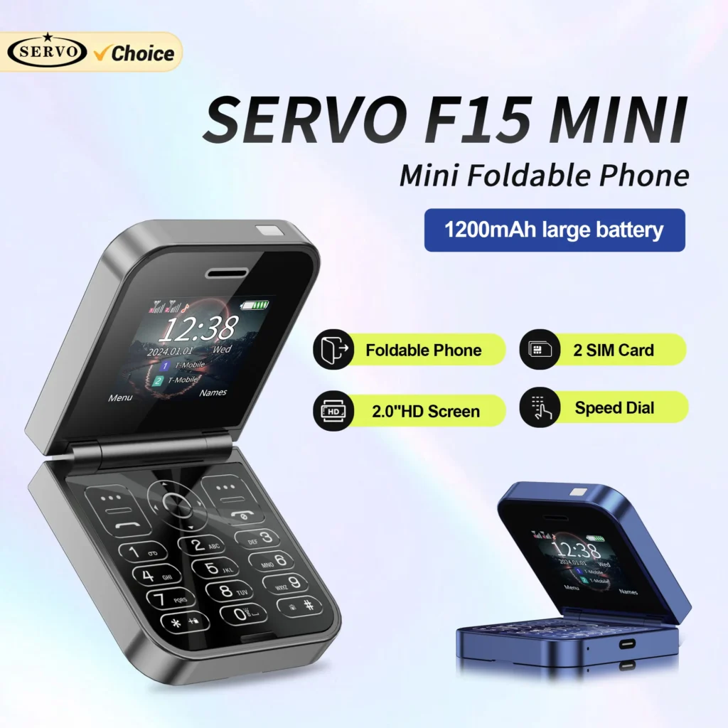 SERVO F15
  Mini Flip Phone: Dual SIM, Magic Voice, Call Recording, 2G GSM