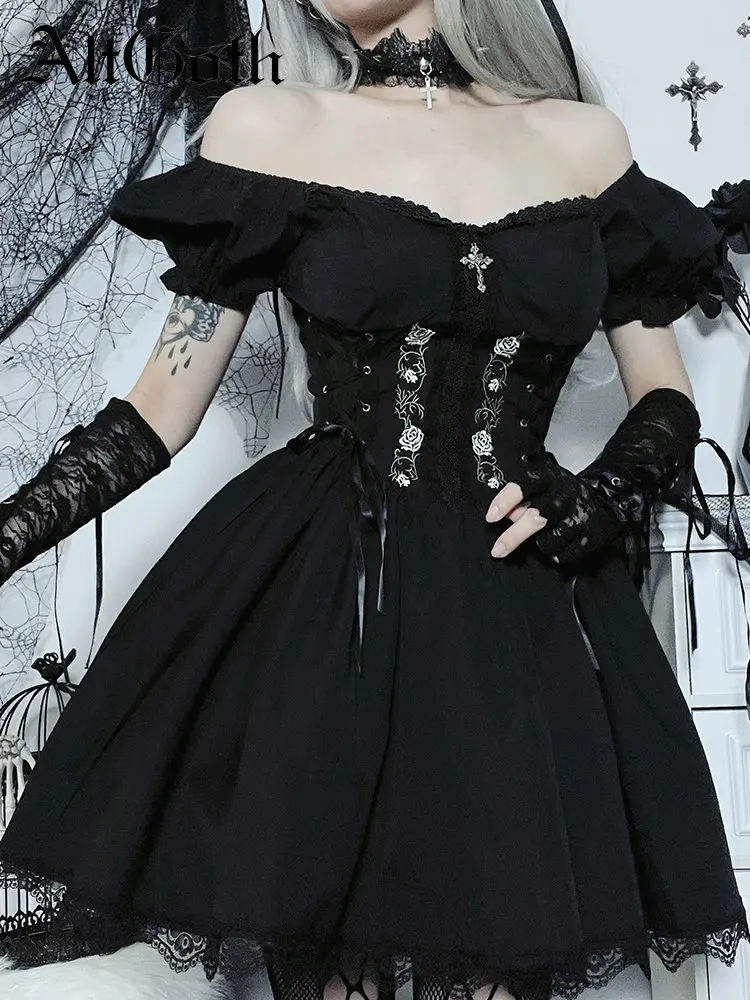 AltGoth Vintage Gothic Dress: Lace Up Corset, Harajuku Streetwear Lolita 2 AltGoth Vintage Gothic Dress: Lace Up
  Corset, Harajuku Streetwear Lolita - Image 2