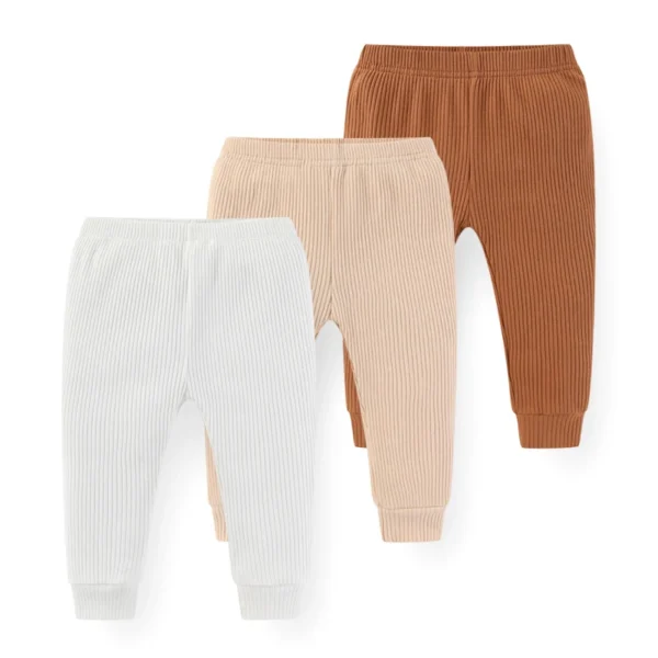 3PCS Solid
  Color Cotton Baby Boy Pants: Newborn Girl Trousers (0-24M) - Image 4
