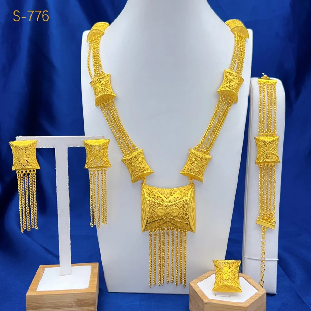 ANIID Dubai 24K Gold Long Jewelry Set:
  African/Indian Bridal Necklace