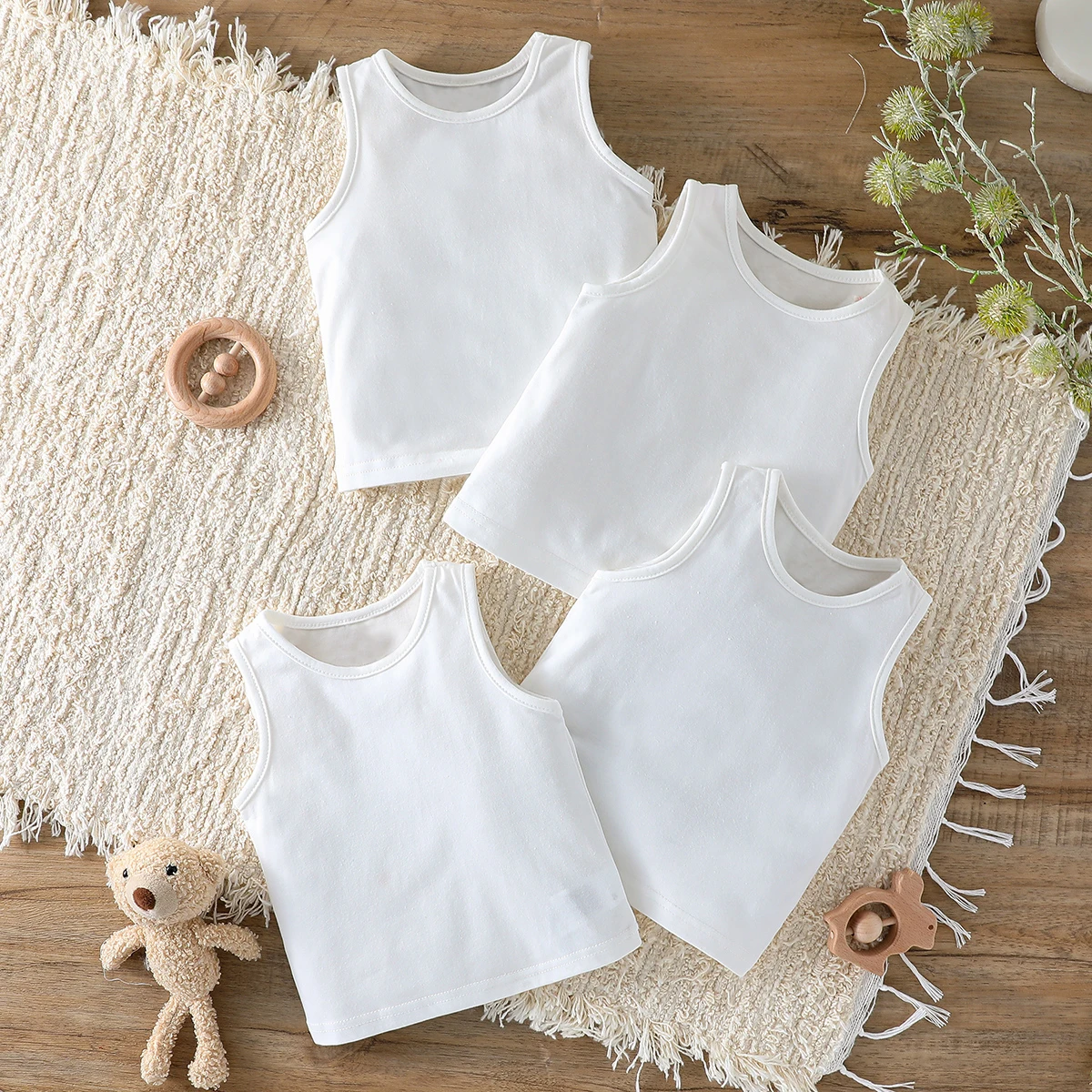 4PCS Unisex Baby Vest Top: Pure Solid Colors Sleeveless Sporty Tank (1-2Y) 6 4PCS Unisex
  Baby Vest Top: Pure Solid Colors Sleeveless Sporty Tank (1-2Y) - Image 6