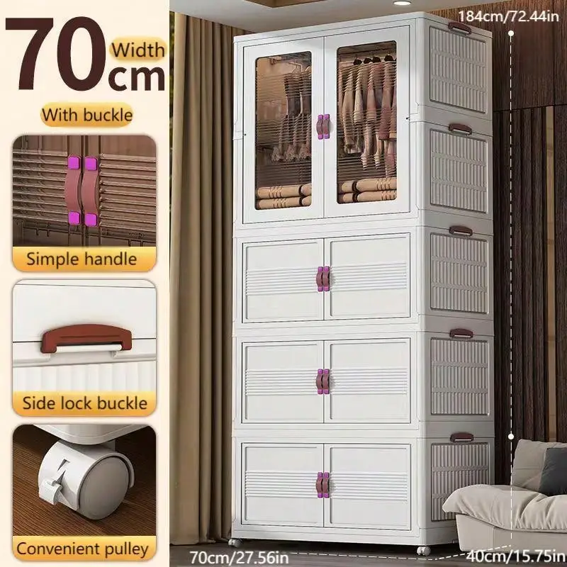 Folding Wardrobe (27.5"): Easy
  Install Hanging Locker & Storage Cabinet