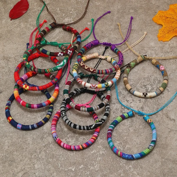 12Pcs Bohemian Surfer Bracelet Set:
  Braided Boho Summer Handmade Jewelry - Image 2