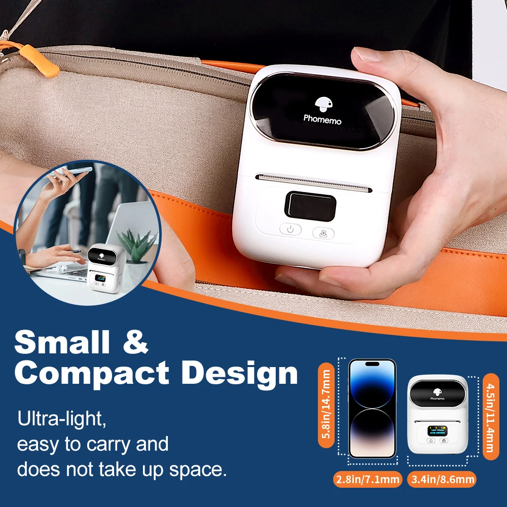 Phomemo M110 Smart Thermal Label Printer: Barcode, Price Tag, Wireless 5 Phomemo M110
  Smart Thermal Label Printer: Barcode, Price Tag, Wireless - Image 5
