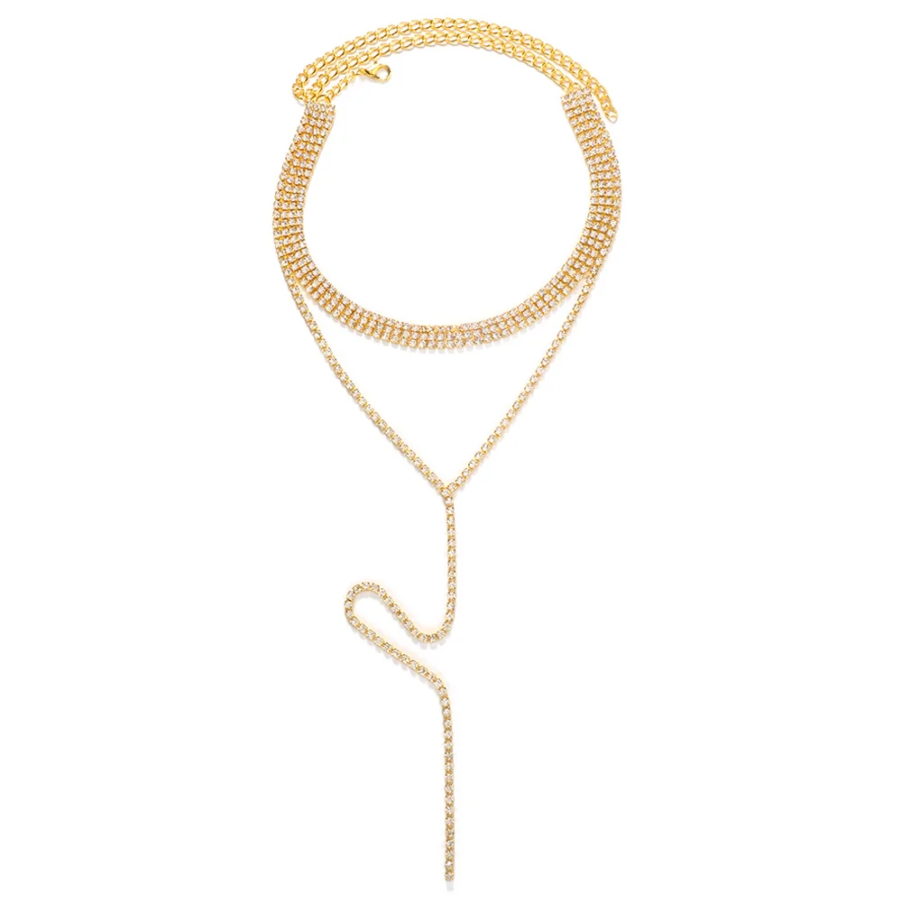 XSBODY Multi-Row Tassel Necklace: Boho Long Rhinestone Choker Jewelry 3 XSBODY Multi-Row Tassel Necklace: Boho
  Long Rhinestone Choker Jewelry - Image 3