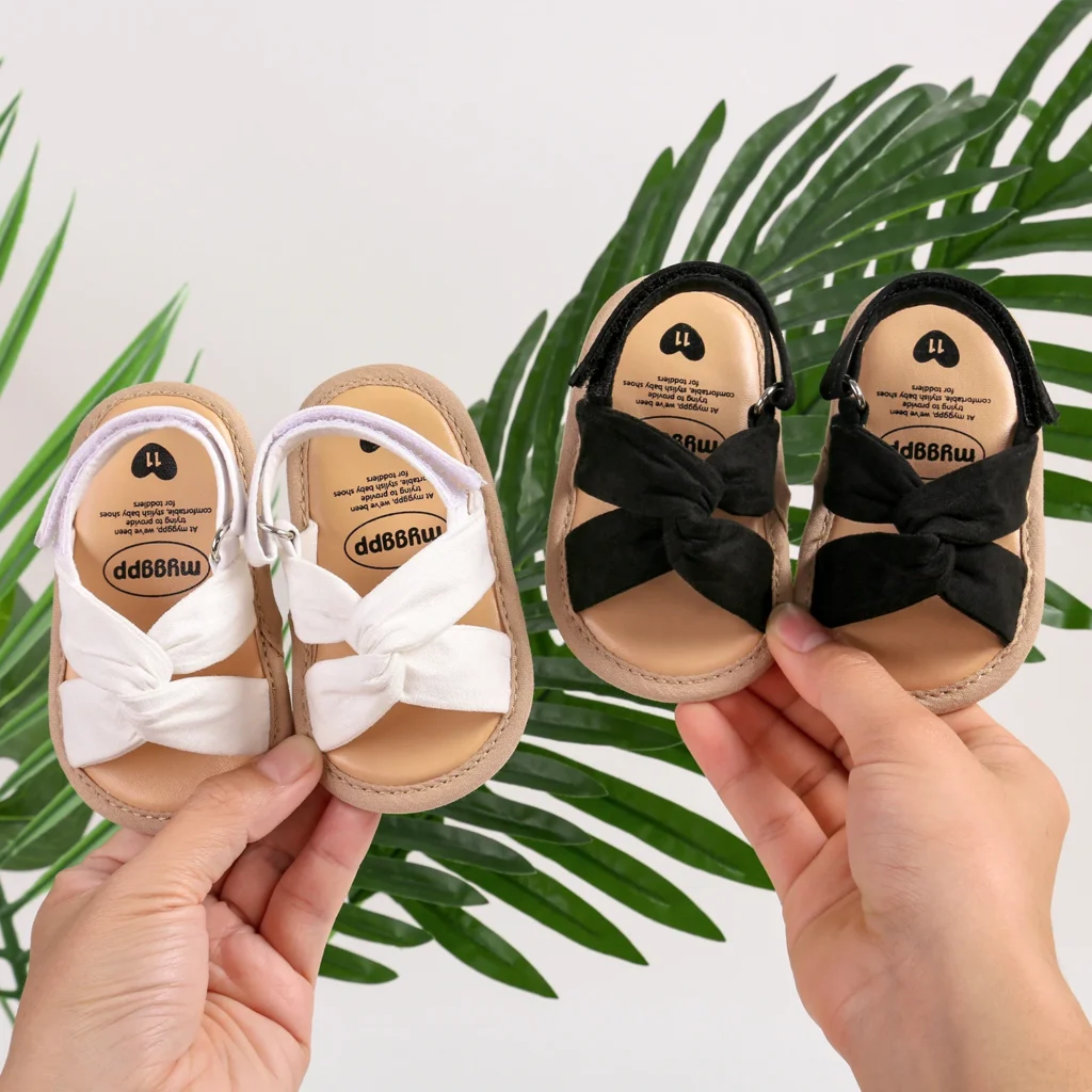 Baby Sandals:
  Bow-knot Princess Sole Non-slip Toddler First Walkers