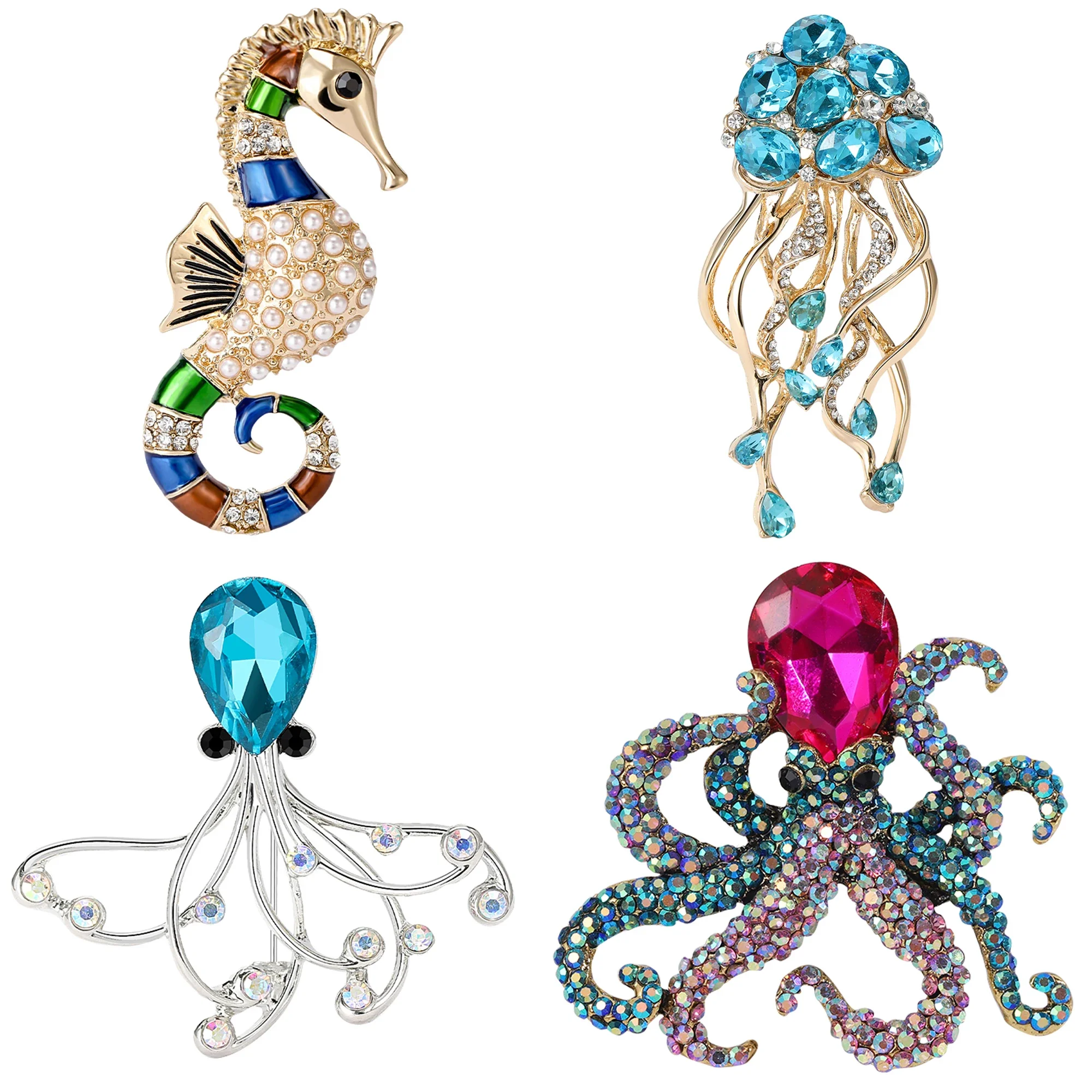 Luxury Rhinestone Sea Life Brooch: Unisex Glass Animal Pins, Party Gifts 1 Luxury Rhinestone Sea Life Brooch:
  Unisex Glass Animal Pins, Party Gifts