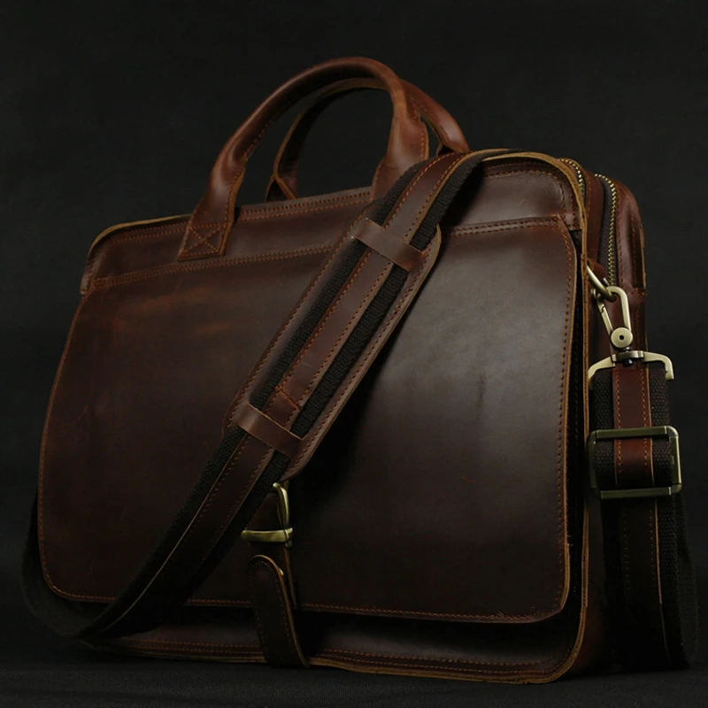 Luxury Genuine Leather Men's Briefcase:
  Business Laptop Messenger Bag