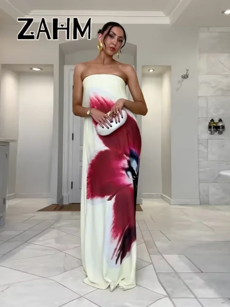 Sexy Print Maxi Dress: Loose Off-Shoulder
  Sleeveless Summer Vacation Robe