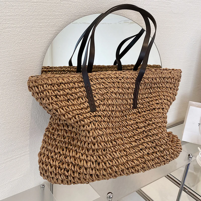 Rattan Woven Beach Bag: Handmade Straw
  Large Capacity Tote Shoulder Bag