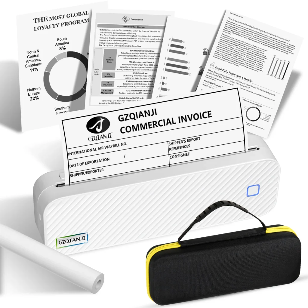 Inkless
  Portable A4 Thermal Printer: Bluetooth for Document Printing