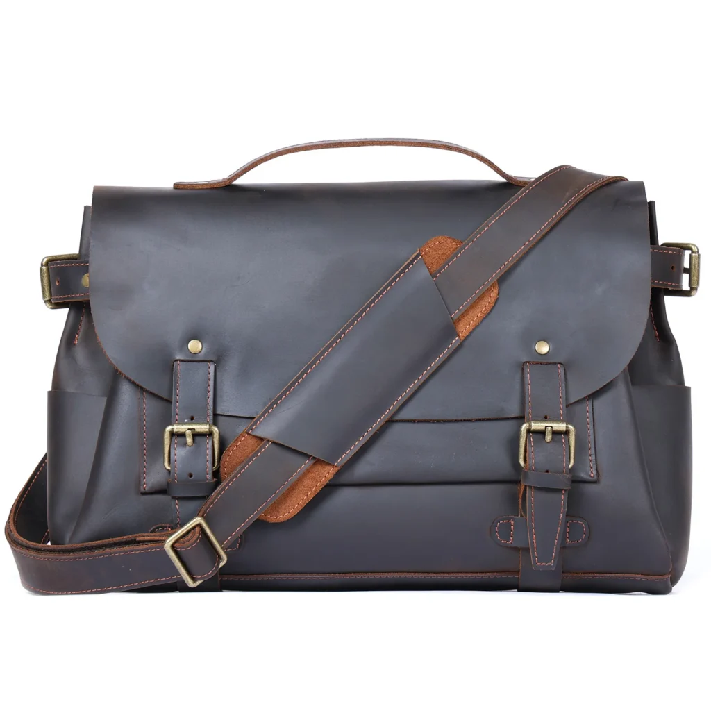 Luxury Leather Briefcase for Men:
  Designer Work Tote & A4 Crossbody Bag