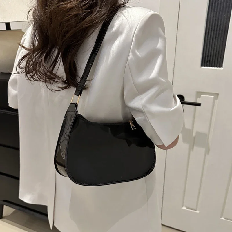 Vintage Patent Leather Shoulder Bag: Fashion Casual Designer Underarm Hobo 5 Vintage Patent Leather Shoulder Bag:
  Fashion Casual Designer Underarm Hobo - Image 5