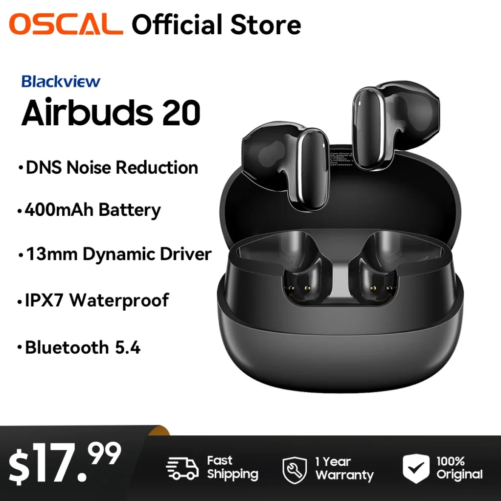 Blackview Airbuds 20: Bluetooth 5.4,
  IPX7 Waterproof Headset w/ Mic