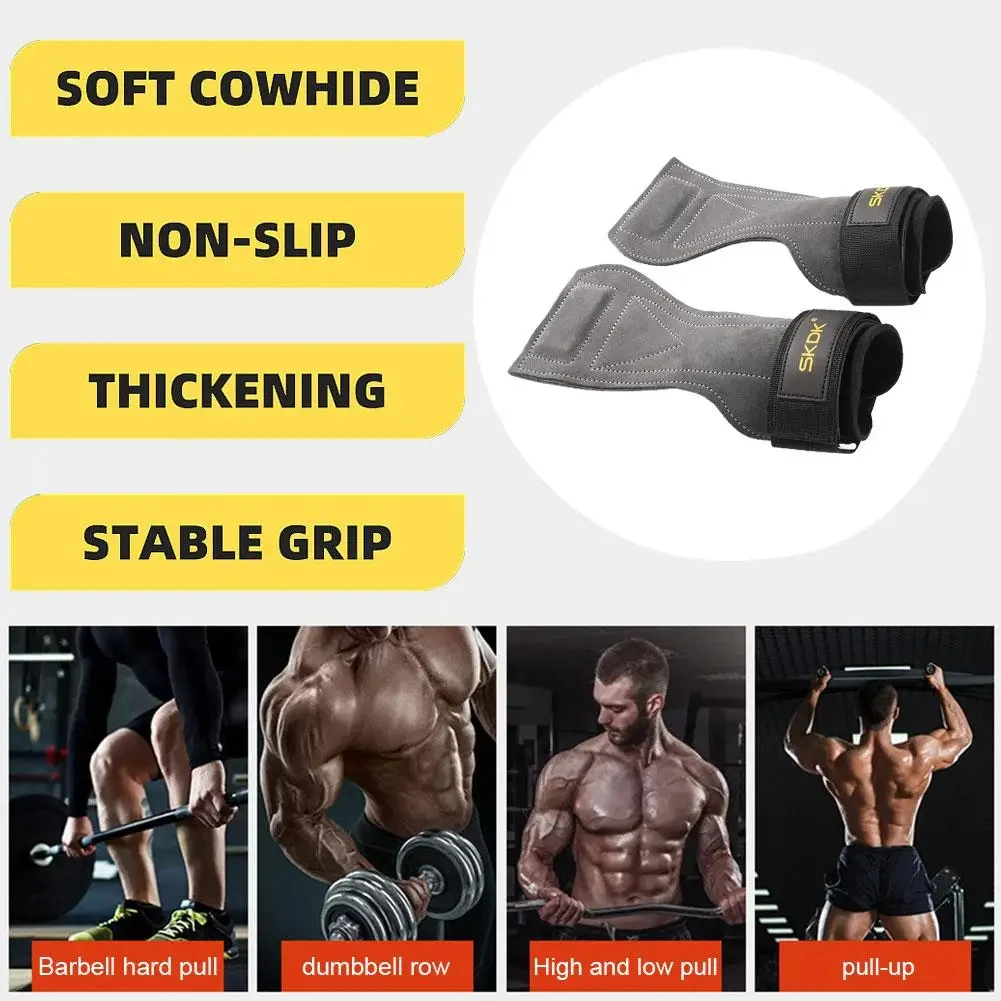 2PCS Gym
  Gloves: Anti-Slip, Hard Pull Grip Strength Band for Wrist Protection